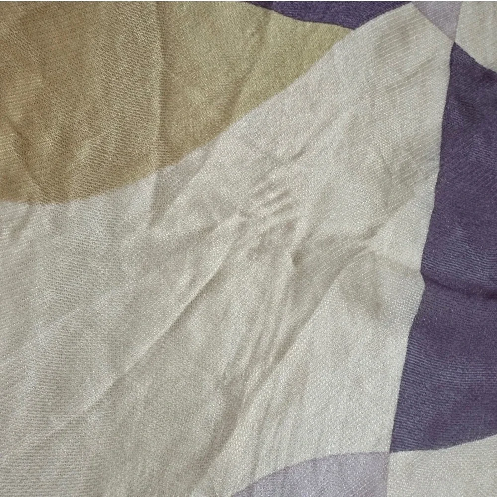 BYTU Milano Silk Scarf Geometric Floral Purple‎ Pink Whimsigoth Fairygrunge